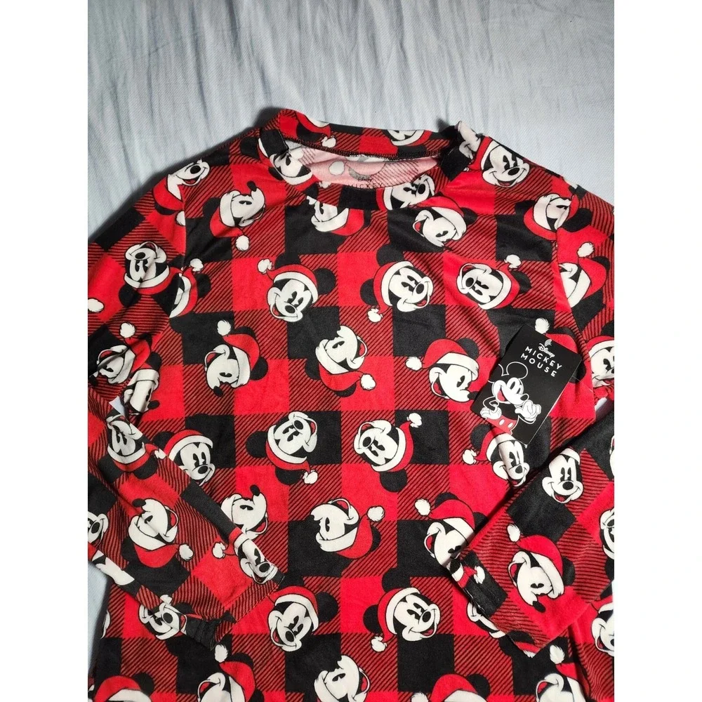 Disney Mickey Mouse Sleepwear Womens Medium Red Plaid Pull Over Long Sleeve NWT - Picture 2 of 16